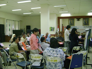 A working group at a regional workshop in Depok City