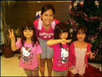 My wife and daughter(right) with her Japanese-Indonesian twin cousins during their visit to Jakarta