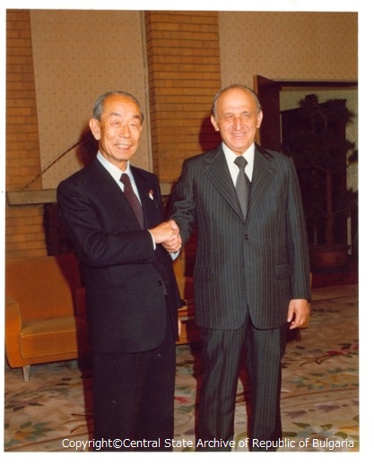 Bulgarian state leader Todor Zhivkov and Japanese Prime minister Takeo Fukuda, 1978, Japan.