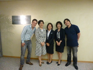 Kakiuchi, right, and Panzl, left, with members of the Tokyo Foundation