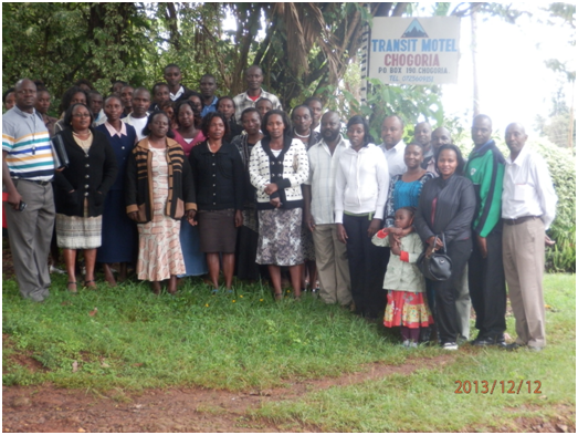Participants at the Maara Youth Forum. Dr. Jacinta Maweu and the organizer, Sennane Riungu (holding her daughter), are in the front row toward the right.