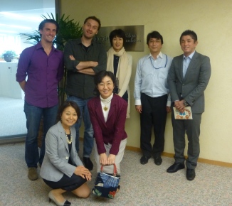 Fleischmann, left, and Raskin, right, with members of the Tokyo Foundation