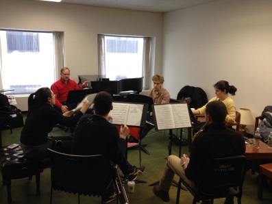 A coaching session for the Harbison quintet.
