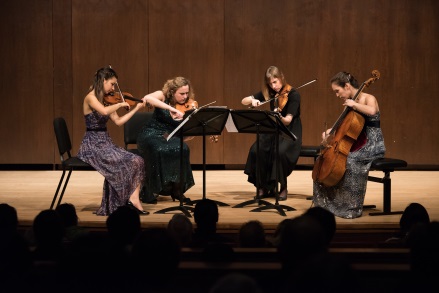 （From left to right） Clare Semes, Suzanne Schäffer, Marina Capstick, and Meta Weiss performing the Shebalin quartet.