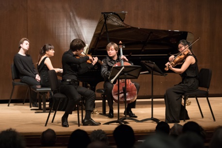 （From left to right）Yun Wei, Marc Desjardins, Gleb Pysniak, and Ying Xiong performing the Brahms quartet.