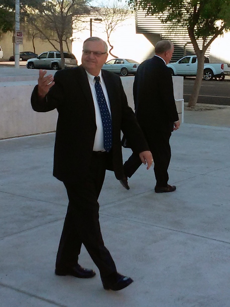 Sheriff Joe Arpaio in front of the federal courts in Phoenix.