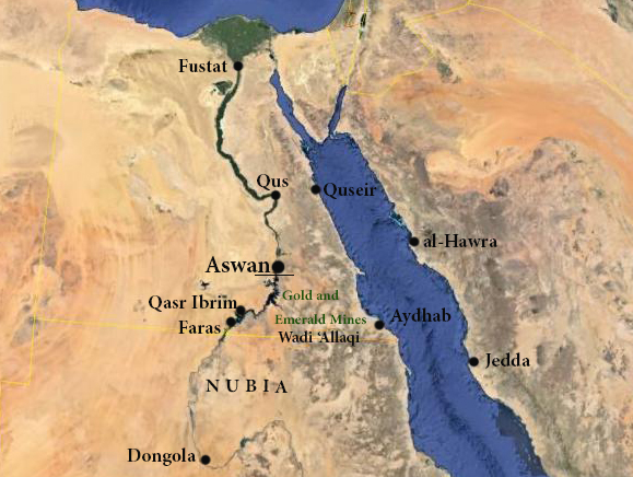 Map of Medieval Egypt and Nubia.